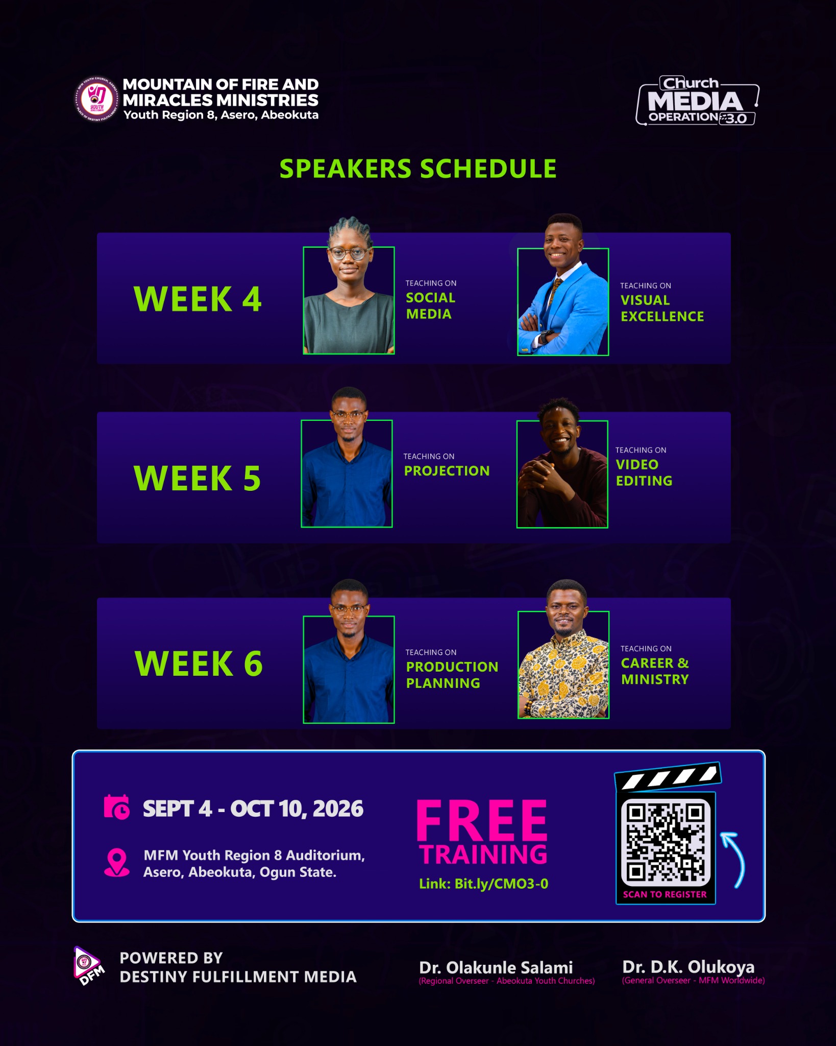 CMO 3.0 Speaker Lineup, weeks 4 to 6